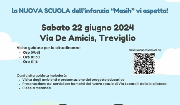 Locandina di presentazione della nuova scuola Masih di sabato 22 giugno 2024